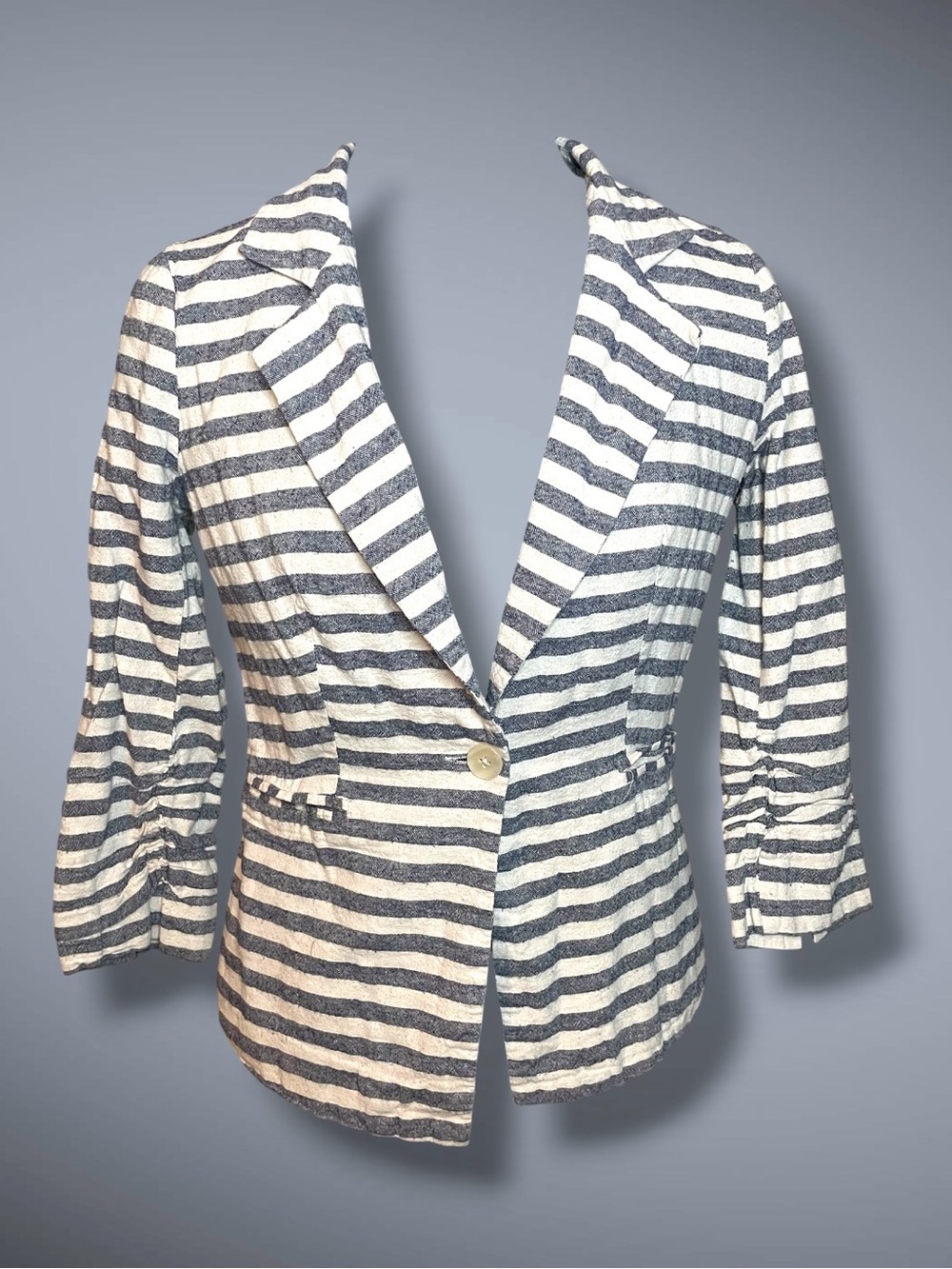 ezra Navy and White Striped Women's Blazer